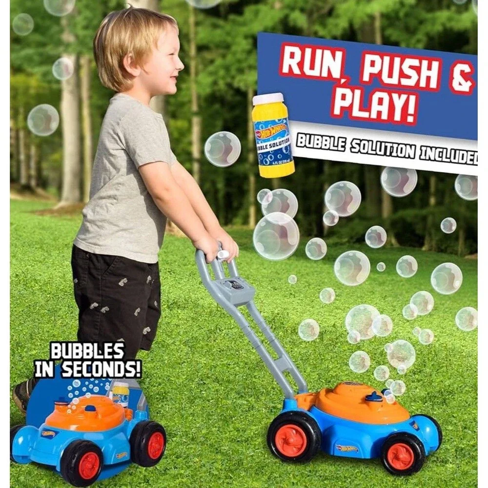 Hot Wheels Bubble Lawn Mower Toddlers Summer Toy Indoor Outdoor‎ Garden Birthday